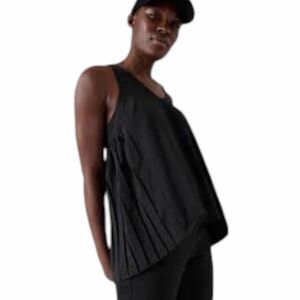 ATHLETA Women’s Black Sleeveless Swing Forward Pleated Tank Large #533051